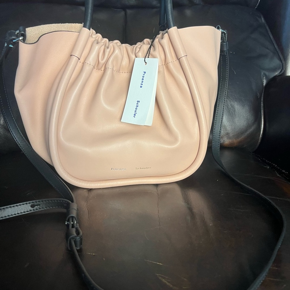 Proenza Schouler Blush Pink /Black Small Ruched Tote Modern Minimalist Capsule